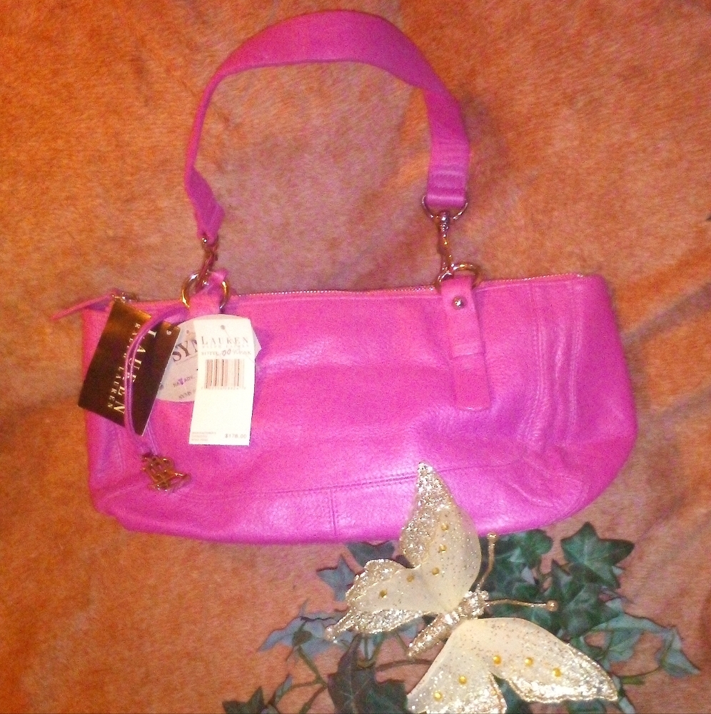 Ralph Lauren Hot Pink Satchel Style Handbag NWT